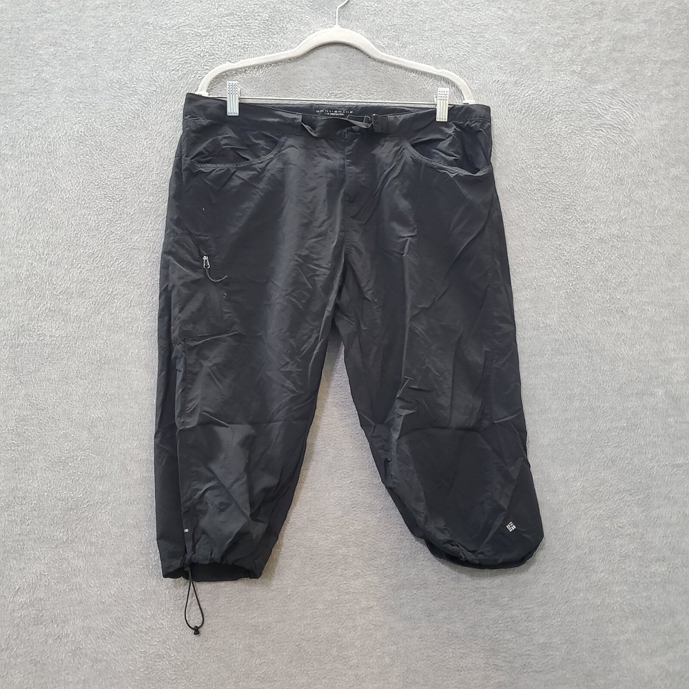 Columbia Men Pants Large Black‎ Crop Windbreaker Nylon Outdoor Hiking Belted